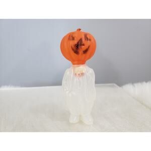 Vintage Fleer Candy Dispenser Halloween‎ Pumpkin Head Man Blow Mold Suit 1960s